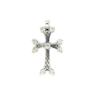 14K White Gold Cross with 25 Round Diamonds